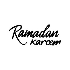 Handwritten Ramadan Kareem Isolated Lettering. Vector Illustration of Islamic Holiday Phrase. Black Calligraphy over White Background.