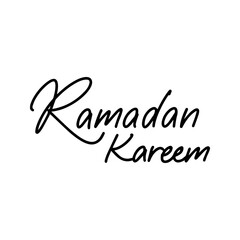 Ramadan Kareem Handwritten Isolated Lettering. Vector Illustration of Islamic Holiday Phrase. Black Calligraphy over White Background.
