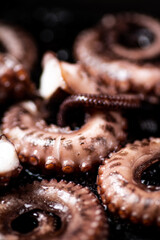 An octopus in a frying pan. 