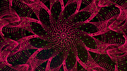 hypnotic spiral disco music fractal psychedelic kaleidoscope abstract background 3D illustration - obrazy, fototapety, plakaty