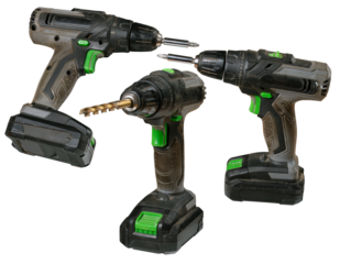 An old worn-out cordless screwdriver on an isolated background.