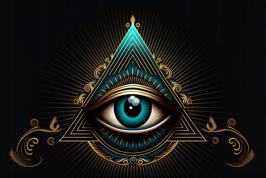 Eye of Providence design, background, graphic. Generative AI