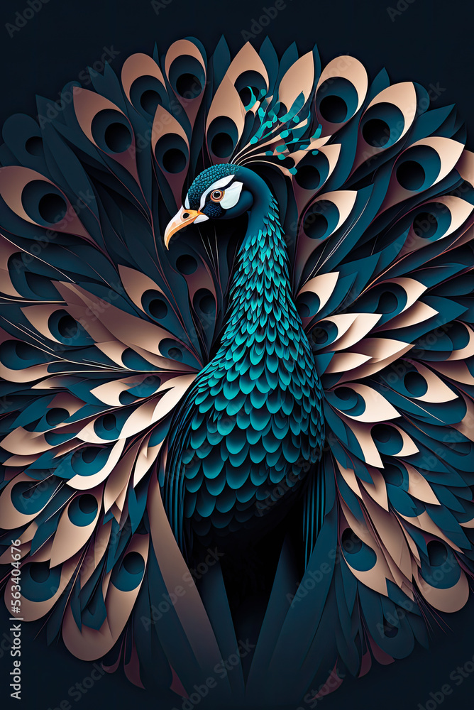 Canvas Prints peacock vertical design, background, graphic. generative ai