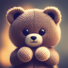 Teddy bear. Brown bear. A cute toy. Generative AI