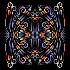 Beautiful colourful gradient line art of indonesian traditional abstract batik dayak ornament for design template elements commercial  ads