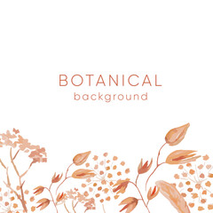 Botanical watercolor fields plants background suitable for Wedding Invitation, save the date, thank you, or greeting card.