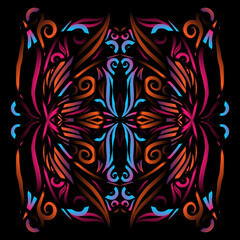 Beautiful colourful gradient line art of indonesian traditional abstract batik dayak ornament for design template elements commercial  ads