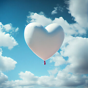 whyte heart shaped balloon in the sky Valentine's Day Design