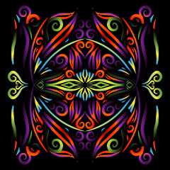 Beautiful colourful gradient line art of indonesian traditional abstract batik dayak ornament for design template elements commercial  ads