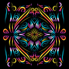Beautiful colourful gradient line art of indonesian traditional abstract batik dayak ornament for design template elements commercial  ads