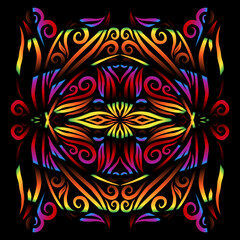 Beautiful colourful gradient line art of indonesian traditional abstract batik dayak ornament for design template elements commercial  ads