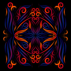 Beautiful colourful gradient line art of indonesian traditional abstract batik dayak ornament for design template elements commercial  ads