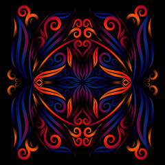 Beautiful colourful gradient line art of indonesian traditional abstract batik dayak ornament for design template elements commercial  ads