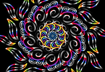 Beautiful colourful gradient line art of indonesian traditional abstract batik dayak ornament for design template elements commercial  ads