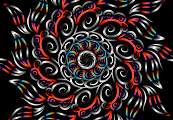Beautiful colourful gradient line art of indonesian traditional abstract batik dayak ornament for design template elements commercial  ads