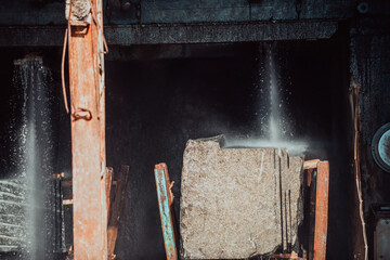Stone processing industry. The stone is cooled with water while it is being prepared for processing and cutting