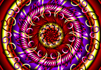 Beautiful colourful gradient line art of indonesian traditional abstract batik dayak ornament for design template elements commercial  ads