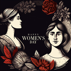 Happy woman's day background created with Generative AI technology 