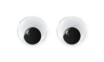 Googly eyes for toy. Puppet eyeballs. Cartoon glossy round eyes isolated on white Vector.