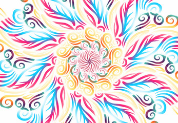 Beautiful colourful gradient line art of indonesian traditional abstract batik dayak ornament for design template elements commercial  ads