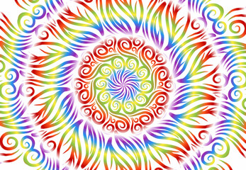 Beautiful colourful gradient line art of indonesian traditional abstract batik dayak ornament for design template elements commercial  ads