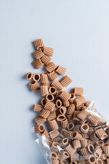 Variety of types and shapes of Italian pasta