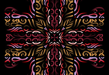 Beautiful colourful gradient line art of indonesian traditional abstract batik dayak ornament for design template elements commercial  ads
