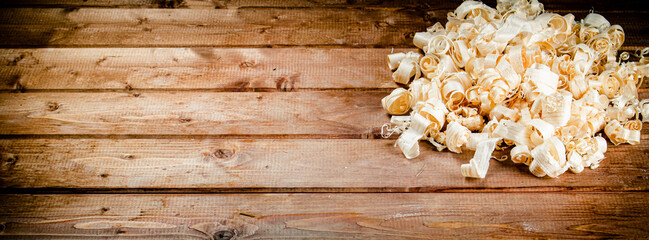 Wood chips on the table. 