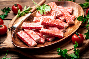 Fresh crab meat on a plate. 