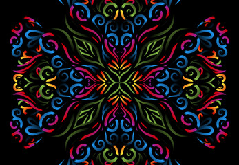 Beautiful colourful gradient line art of indonesian traditional abstract batik dayak ornament for design template elements commercial  ads