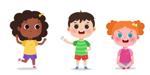 illustration three expressions of children