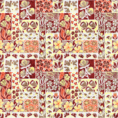 Seamless pattern in patchwork style. Print for home textiles. Vector illustration. - obrazy, fototapety, plakaty