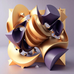 Purple and Gold Geometric Shape created with Generated AI technology