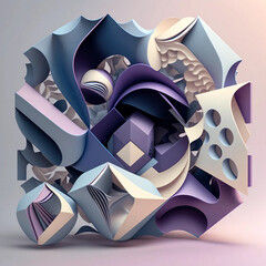 Abstract Vibrant Purple and Light Blue Geometric Shape created with Generated AI technology