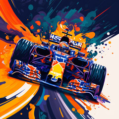 F1 racing car flying through the wind created with Generative AI as Illustration