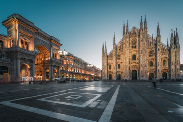 Milan Cathedral and Cathedral Square at dawn