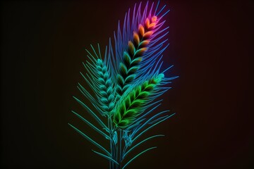 A neon-lit barley stalk, generative ai