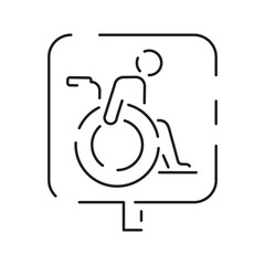 Handicap or Disabled thin line icon. Vector illustration wheelchair, older, handicapped, deaf and Social issue outline icon