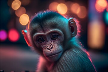 A cute baby monkey, generative ai 