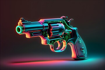 A neon-lit gun, generative ai 