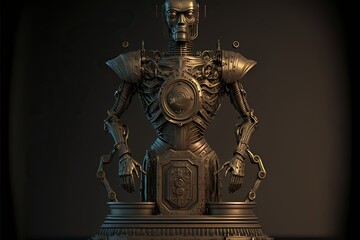 Antique statue made of robot, created with Generative AI technology