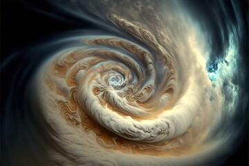 Medicane hurricane from space with clouds, created with Generative AI technology