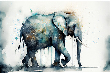 Elefant in Aquarellfarben isoliert auf weißen Hintergrund. Generative Ai