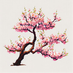Isolated cherry blossom tree, sakura. AI generative.