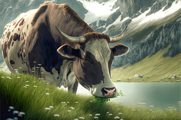 Kuh in den Alpen, ki generated