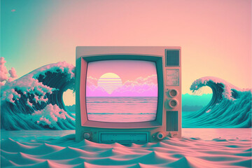 Pastel Vaporwave Background Generative AI