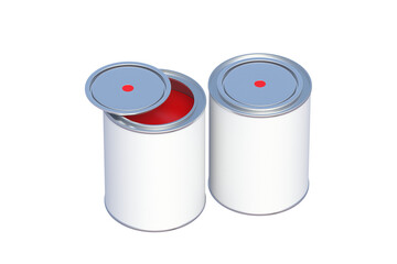 Open paint cans isolated on white background. 3d render