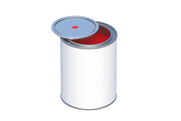 Open paint can isolated on white background. 3d render