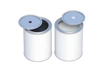 Open paint cans isolated on white background. 3d render