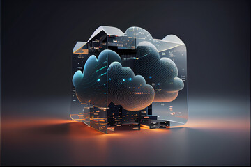 Cloud computing concept.Abstract cloud connection technology background. High quality illustration